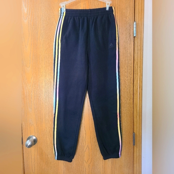 Adidas 3 stripe pastel rainbow ombre loose fit fleece sweatpants joggers - Picture 1 of 3